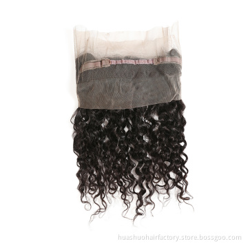Single Donor Raw Unprocessed Cheap 180% Density Ear To Ear Water Wave 100% Virgin 360 Lace Closure Frontal